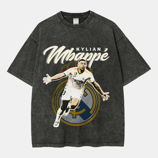 Unisex-Adult Ultra Cotton Washed T-Shirt Graphic  MBAPPE - REAL MADRID TEE