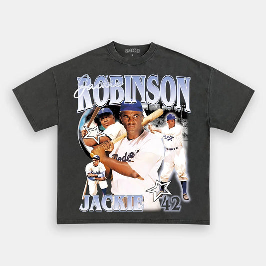 Unisex-Adult Ultra Cotton Washed T-Shirt Graphic  JACKIE ROBINSON TEE