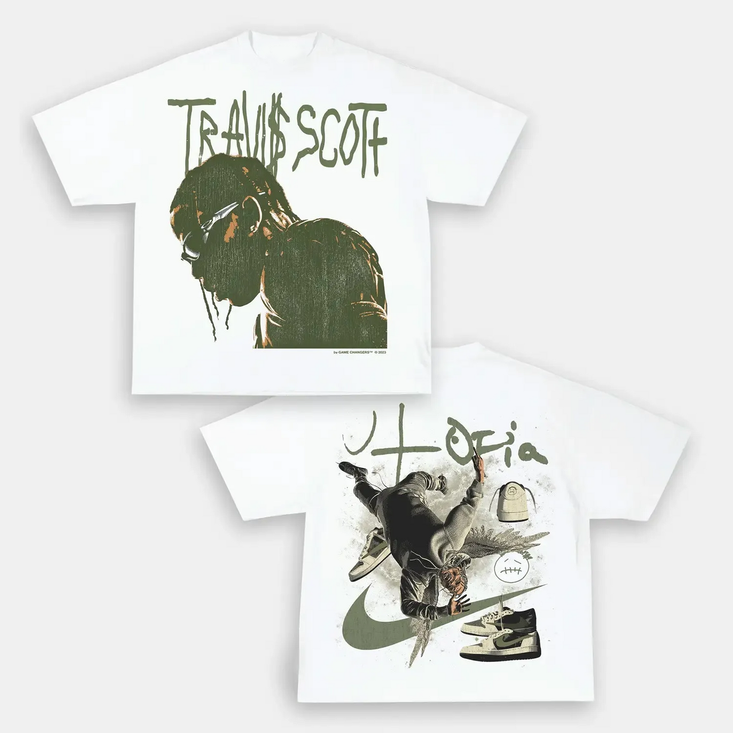 Unisex-Adult Ultra Cotton Washed T-Shirt Graphic  TRAVIS SCOTT UTOPIA 2 TEE