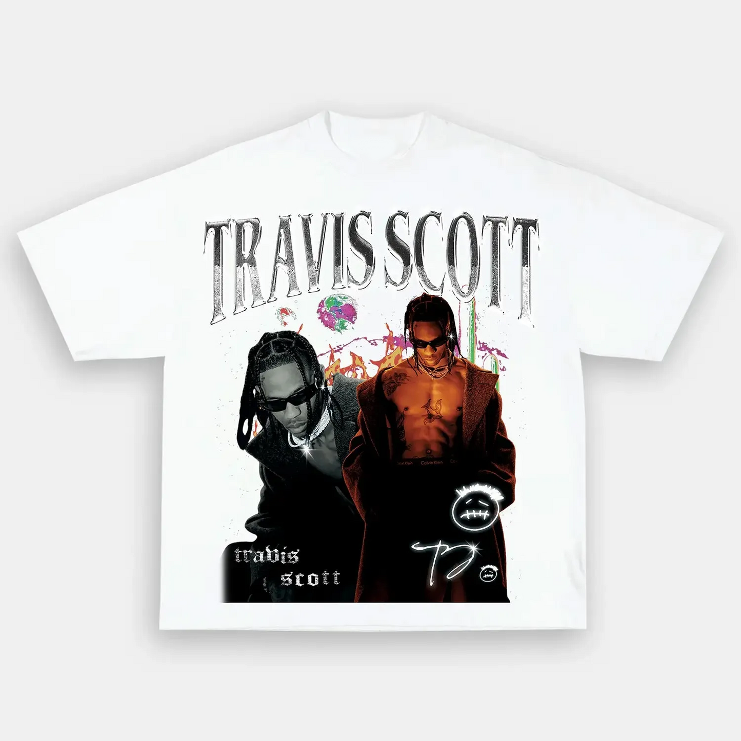 Unisex-Adult Ultra Cotton Washed T-Shirt Graphic  Travis Scott Tee