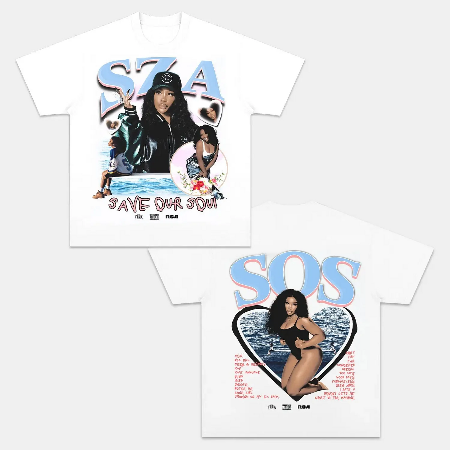 Unisex-Adult Ultra Cotton Washed T-Shirt Graphic  SZA SOS V3 TEE