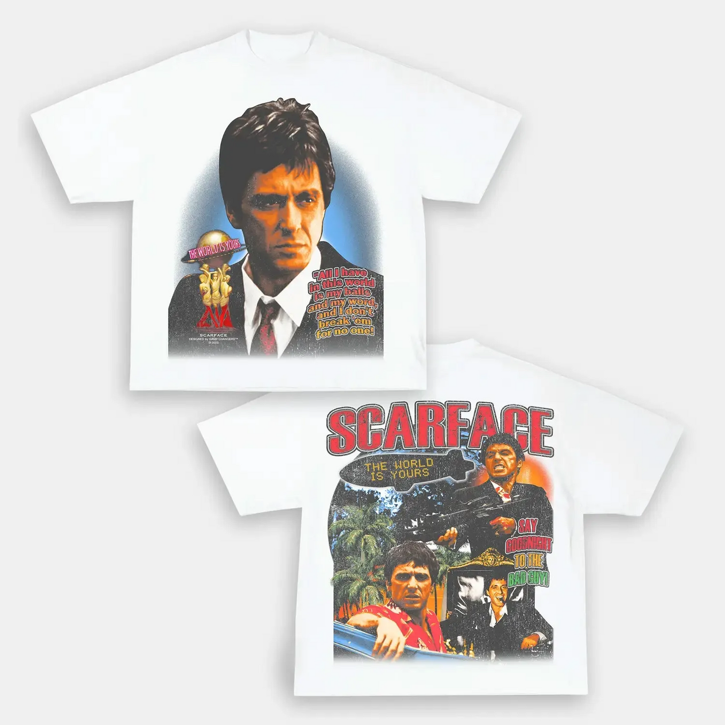 Unisex-Adult Ultra Cotton Washed T-Shirt Graphic  SCARFACE TEE