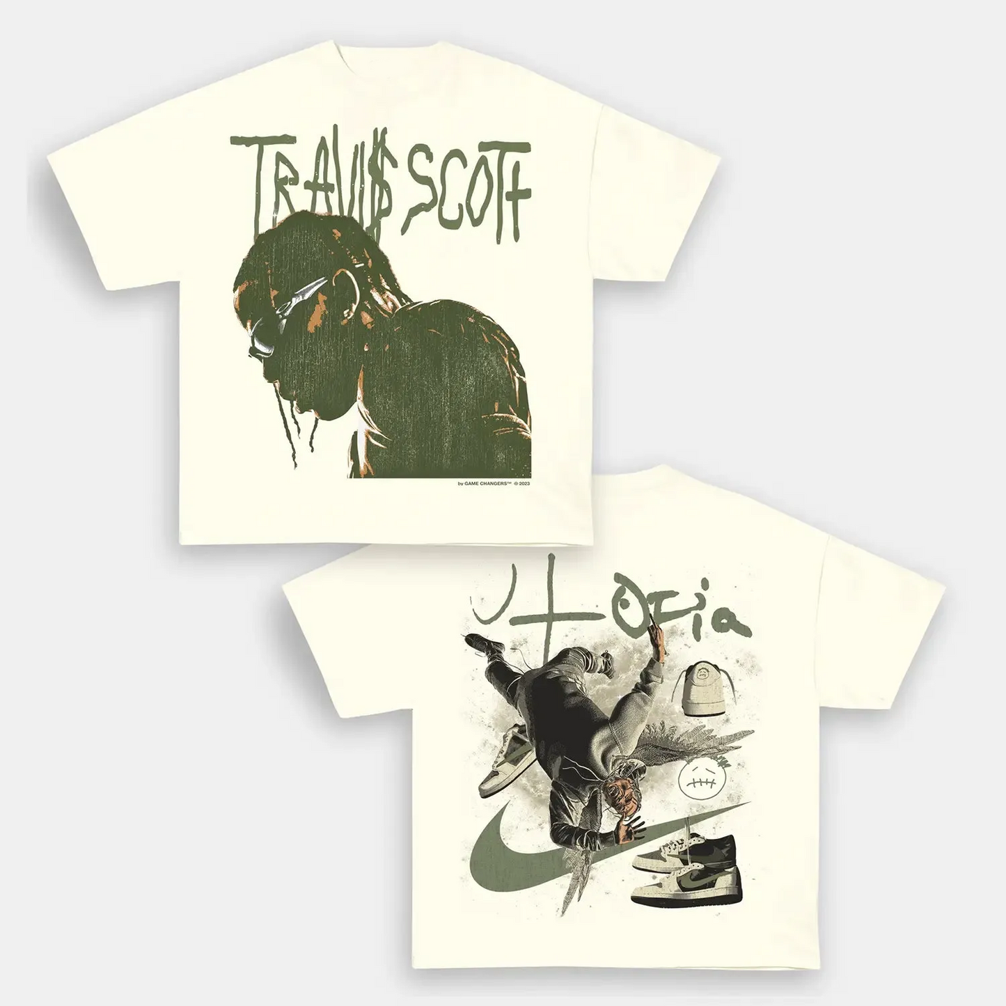 Unisex-Adult Ultra Cotton Washed T-Shirt Graphic  TRAVIS SCOTT UTOPIA 2 TEE