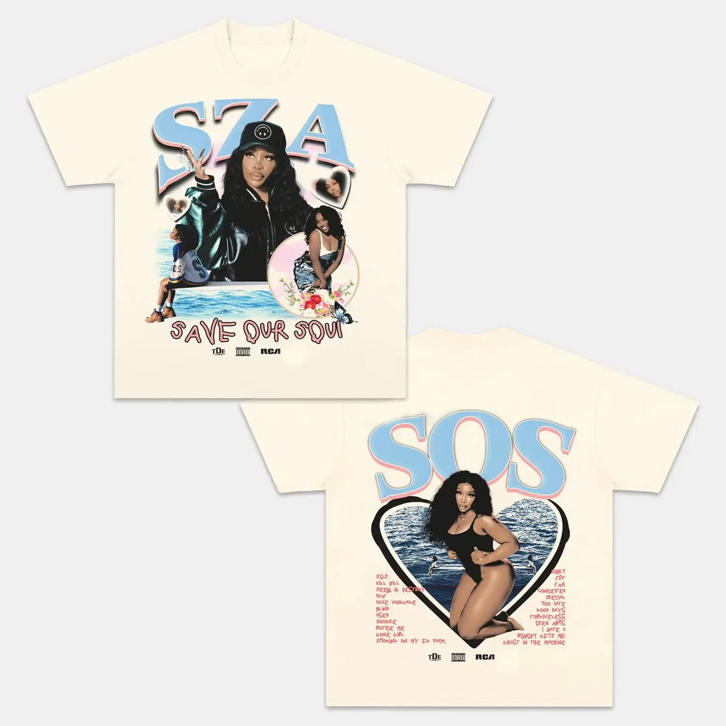 Unisex-Adult Ultra Cotton Washed T-Shirt Graphic  SZA SOS V3 TEE