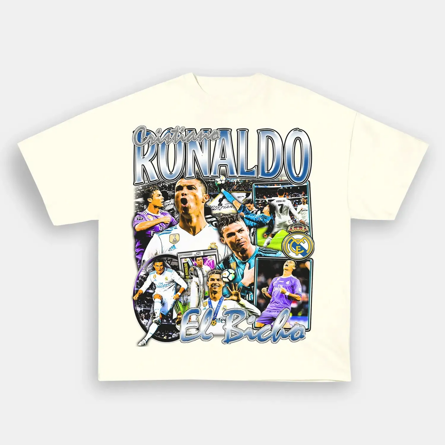 Unisex-Adult Ultra Cotton Washed T-Shirt Graphic  RONALDO REAL MADRID TEE