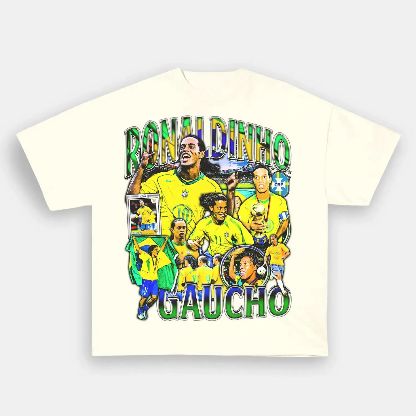 Unisex-Adult Ultra Cotton Washed T-Shirt Graphic  RONALDINHO TEE