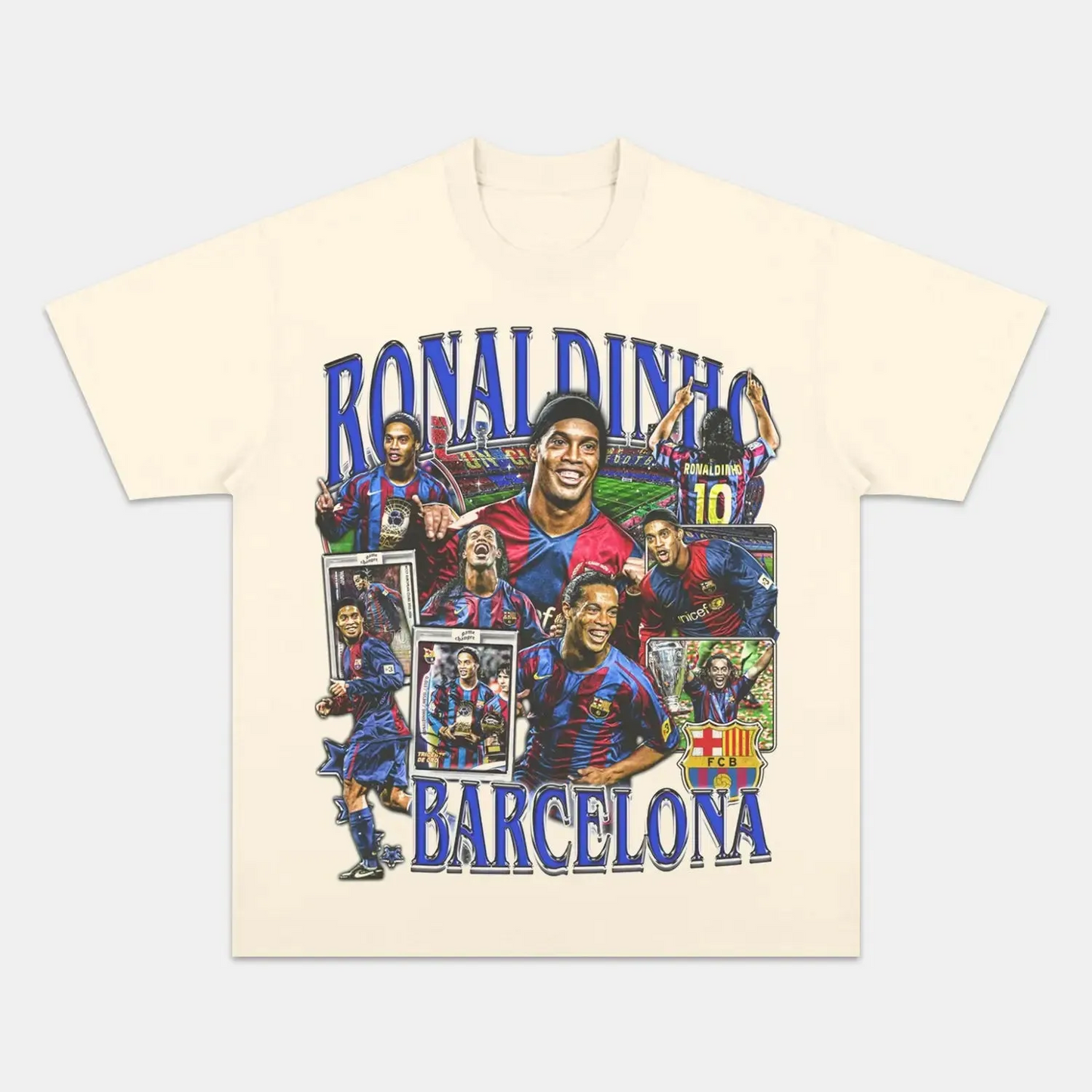 Unisex-Adult Ultra Cotton Washed T-Shirt Graphic  RONALDINHO - FCB TEE