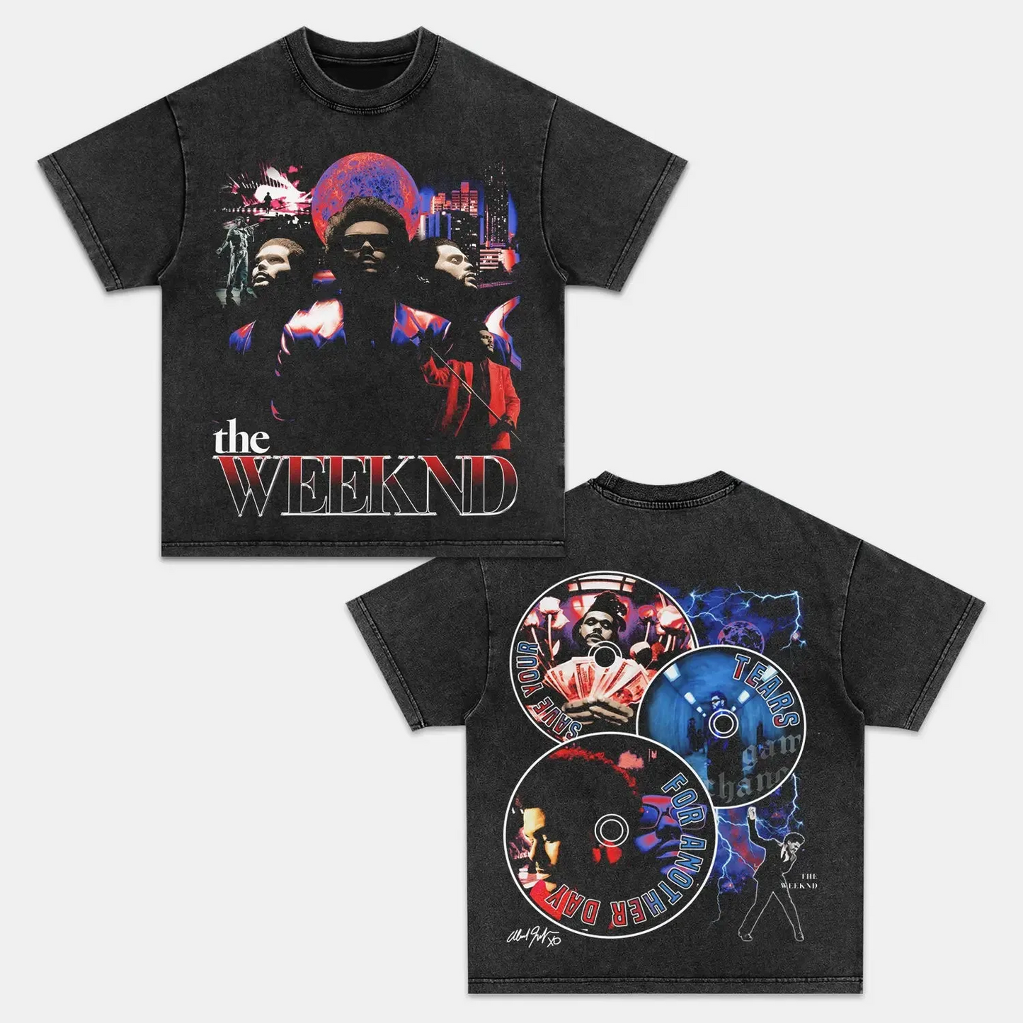 Unisex-Adult Ultra Cotton Washed T-Shirt Graphic  THE WEEKND V4 TEE