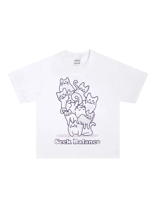 Seek Balance Cat Graphic Shirt - GraphThread