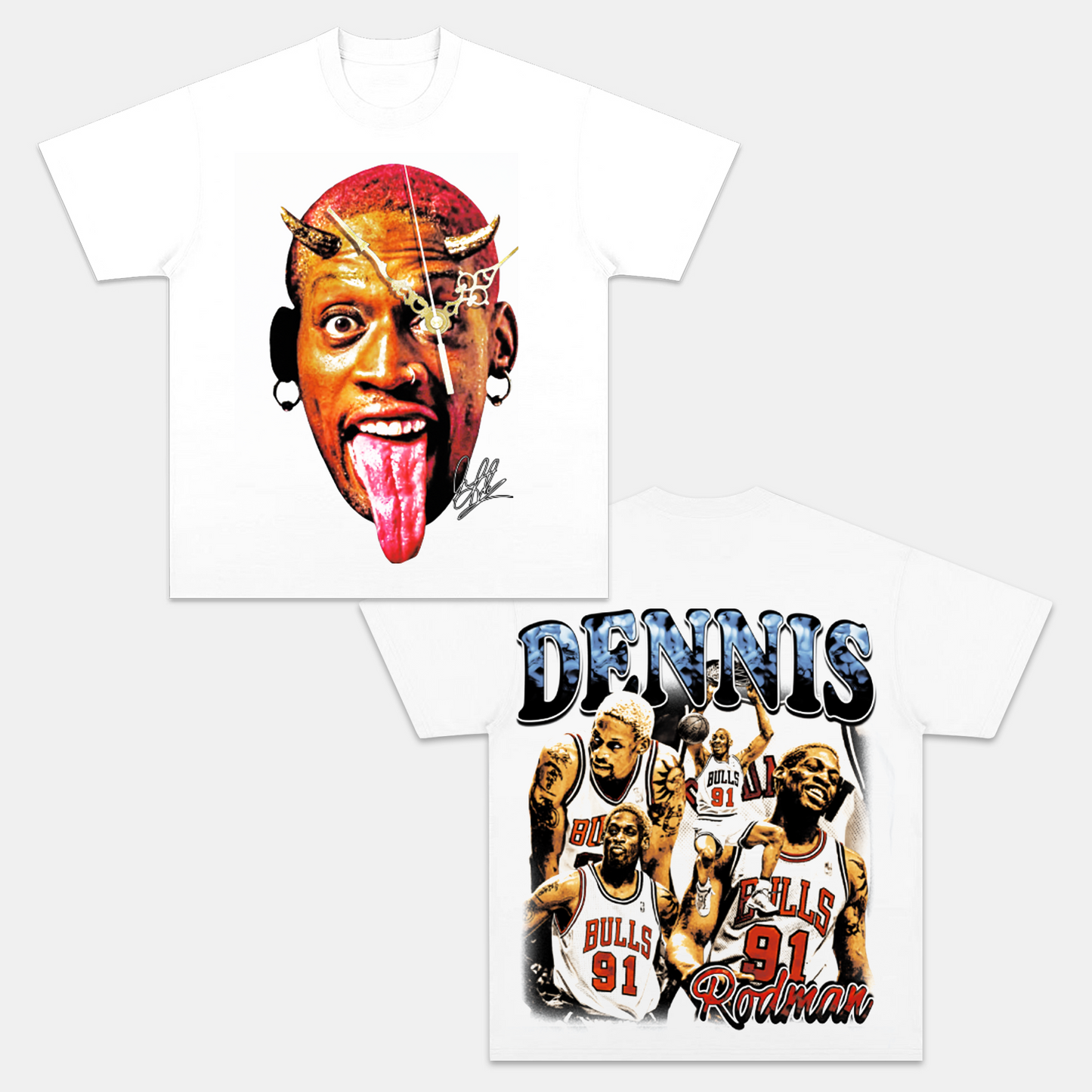 Unisex-Adult Ultra Cotton Washed T-Shirt Graphic Dennis Rodman Tee