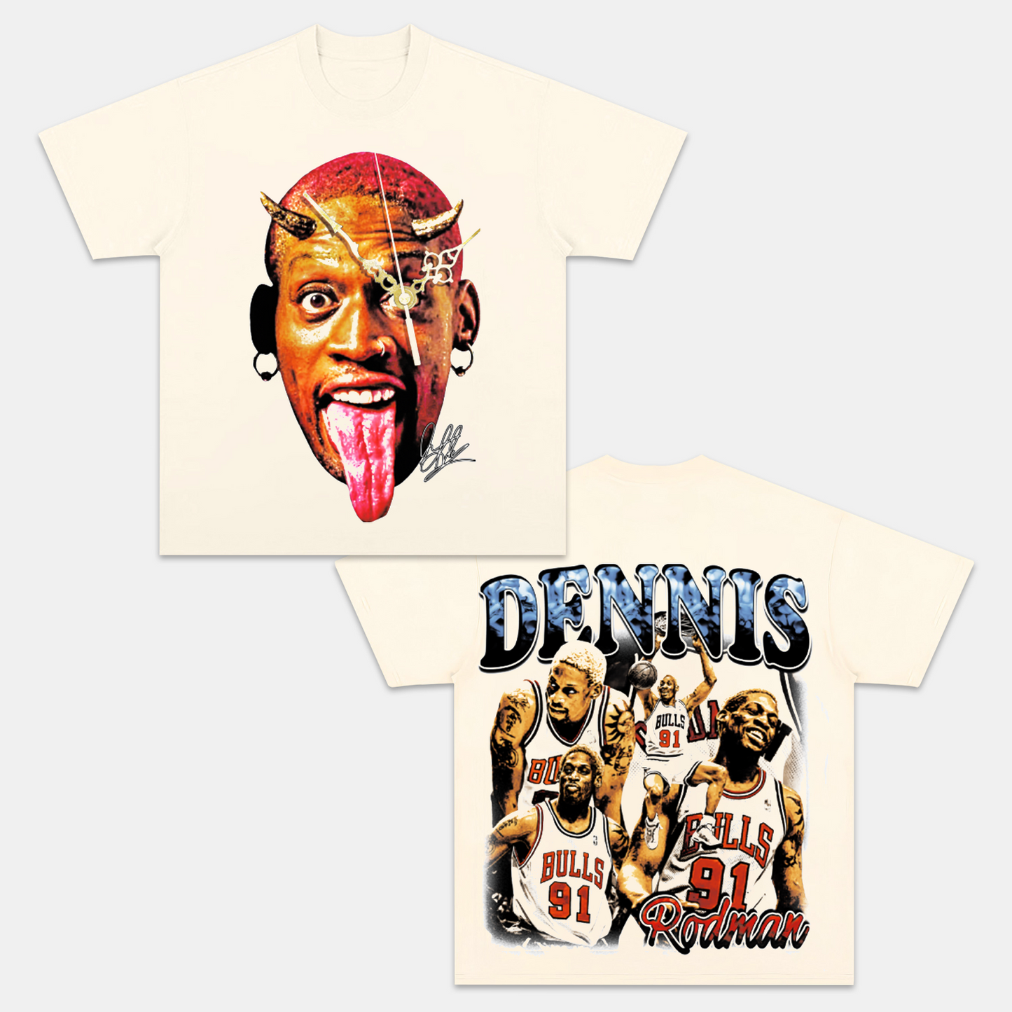 Unisex-Adult Ultra Cotton Washed T-Shirt Graphic Dennis Rodman Tee