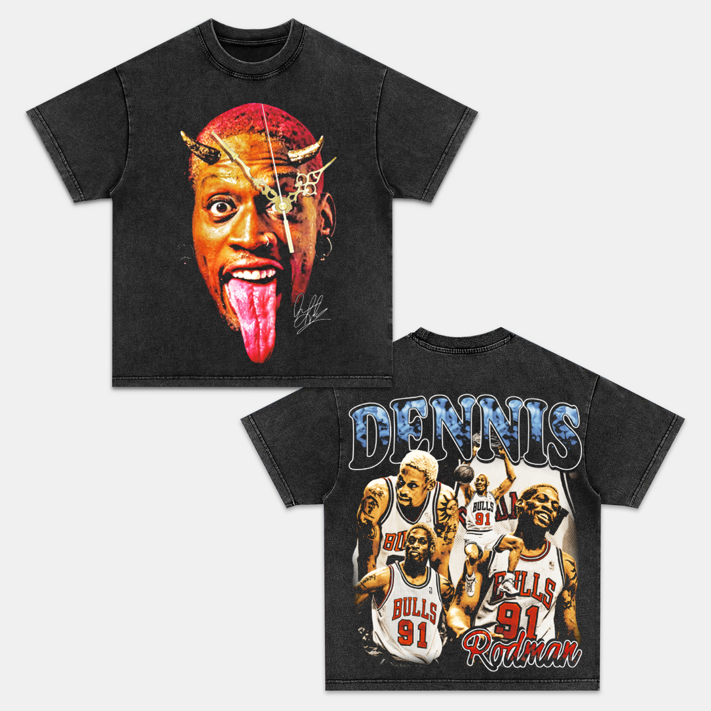 Unisex-Adult Ultra Cotton Washed T-Shirt Graphic Dennis Rodman Tee