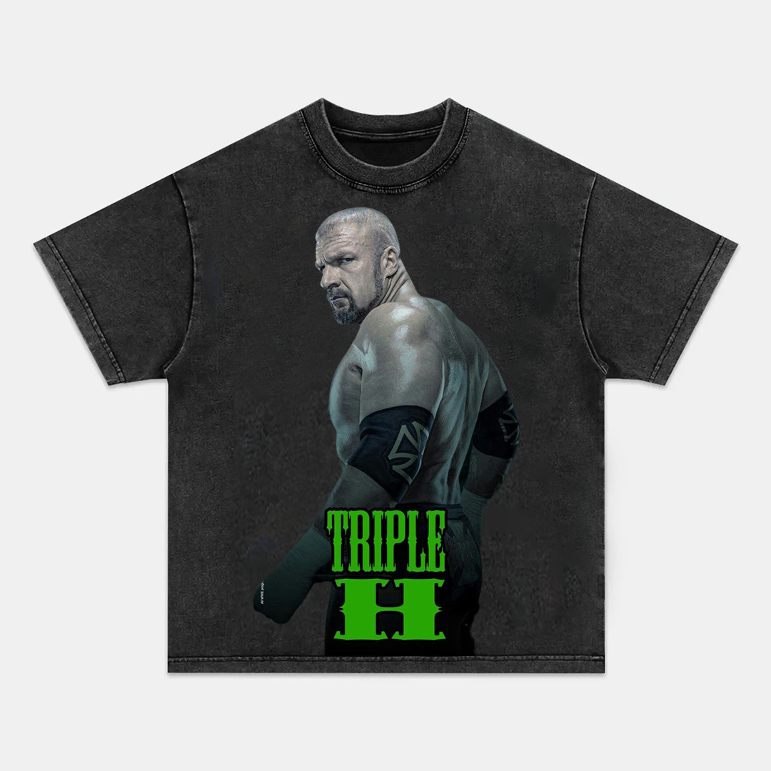 Unisex-Adult Ultra Cotton Washed T-Shirt Graphic TRIPLE H 2024 TEE