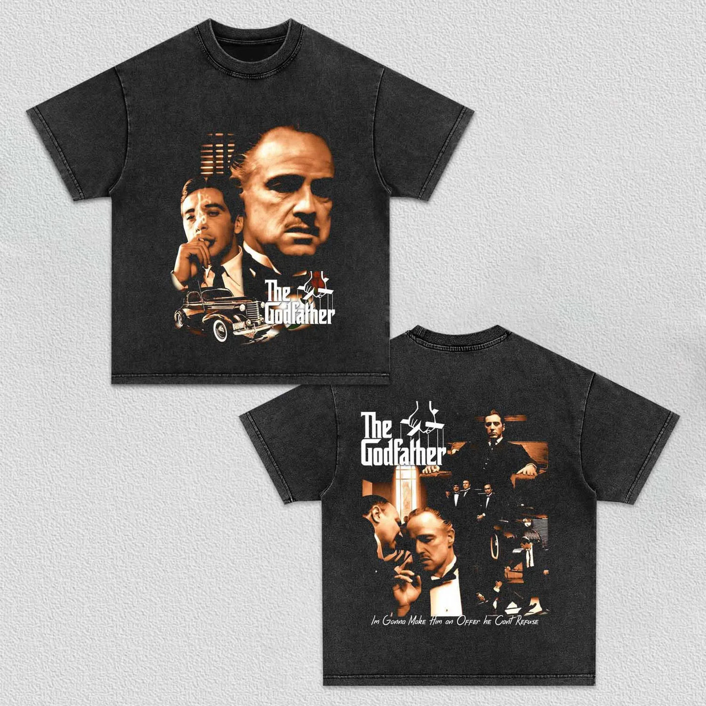 Unisex-Adult Ultra Cotton Washed T-Shirt Graphic  The Godfather TEE