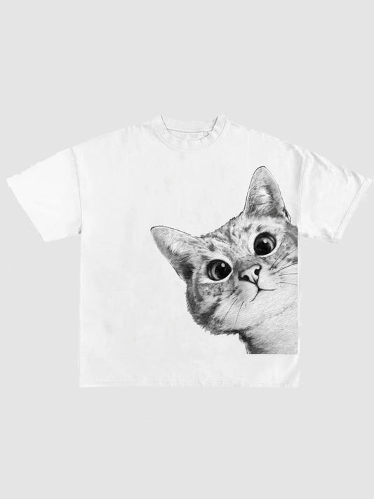 Kawaii Gary Cat Graphic T Shirt