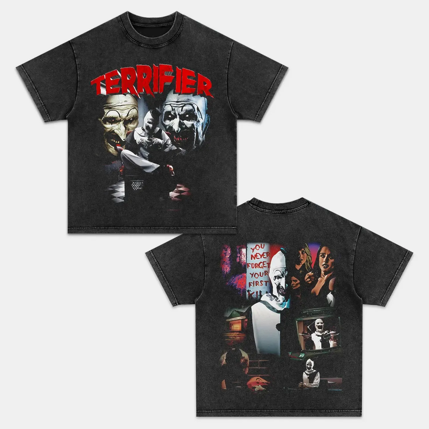 Unisex-Adult Ultra Cotton Washed T-Shirt Graphic  TERRIFIER TEE