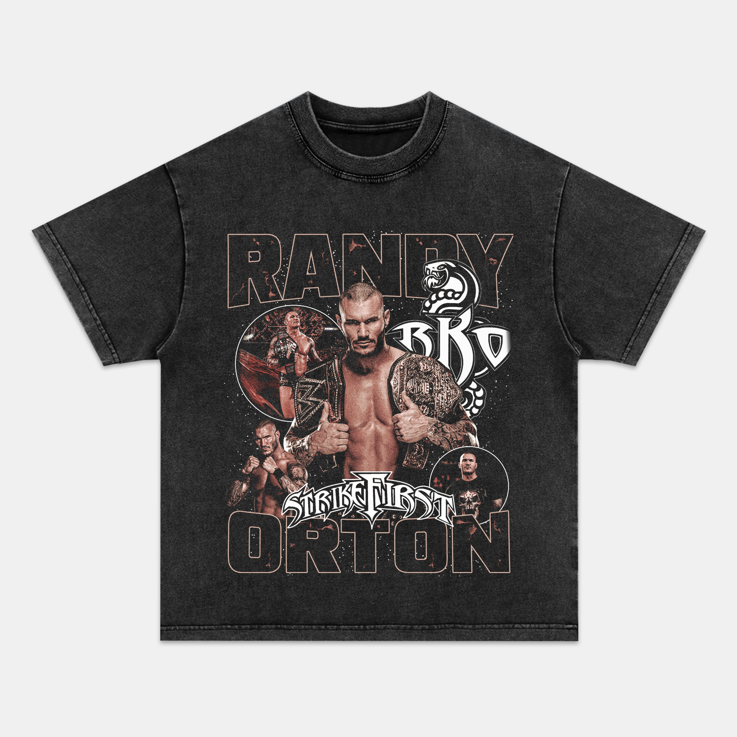 Unisex-Adult Ultra Cotton Washed T-Shirt Graphic RANDY ORTON TEE