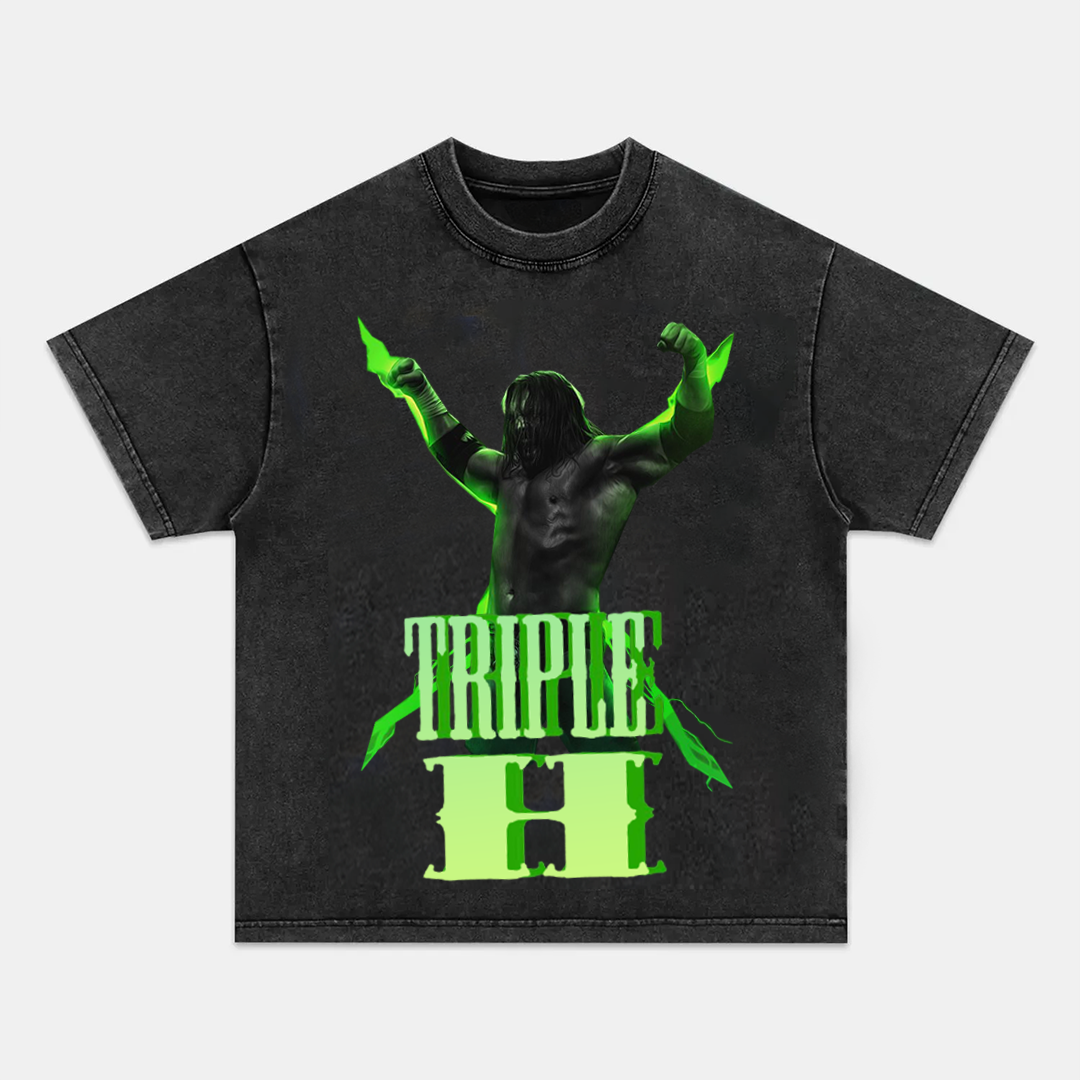 Unisex-Adult Ultra Cotton Washed T-Shirt Graphic TRIPLE H 2024 TEE