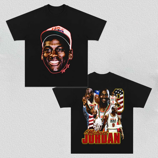 Unisex-Adult Ultra Cotton Washed T-Shirt Graphic  Team USA Michael Jordan TEE