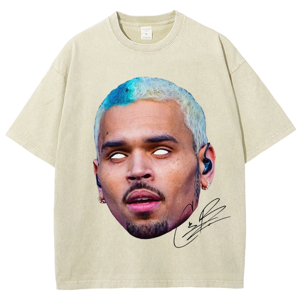 Unisex-Adult Ultra Cotton Washed T-Shirt Graphic 2024 CHRIS BROWN V6 VINTAGE TEE