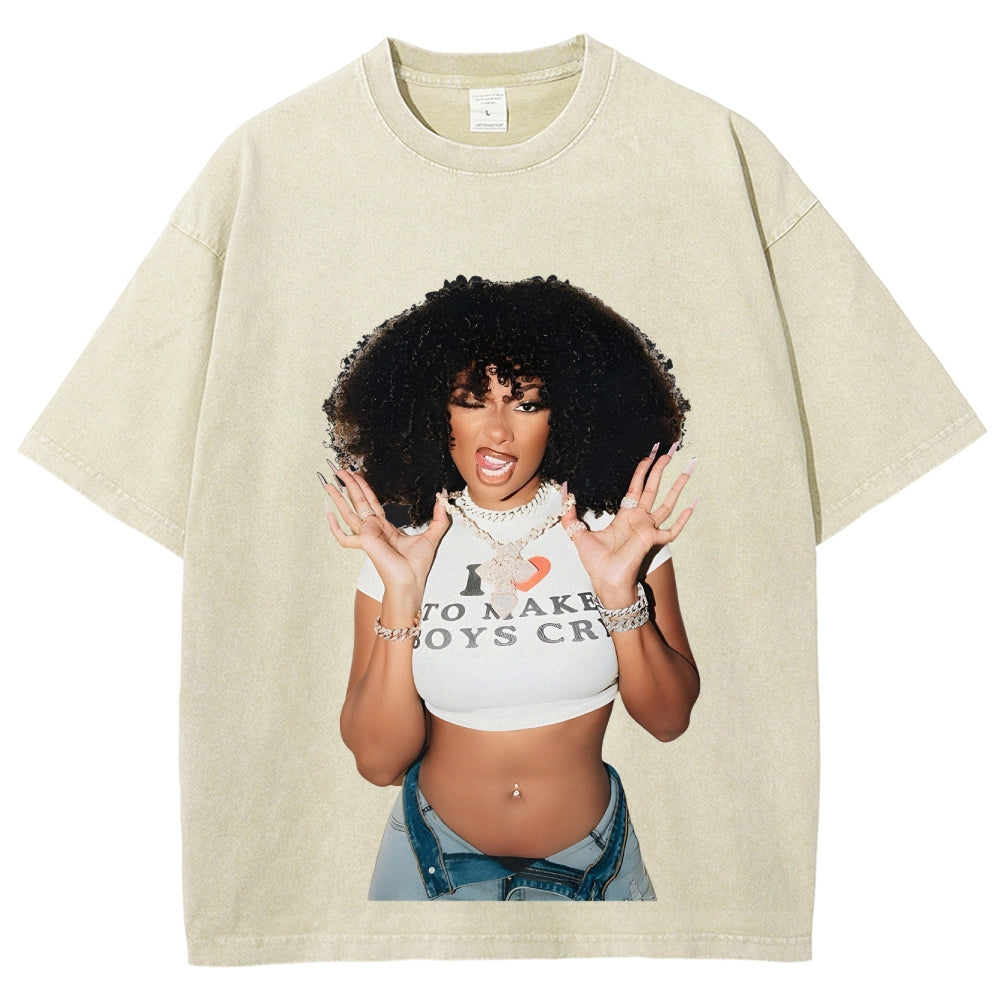 Unisex-Adult Ultra Cotton Washed T-Shirt Graphic MEGAN THEE STALLION TEE