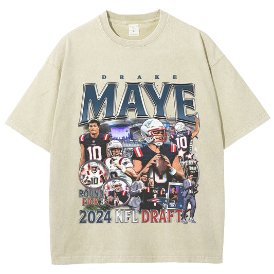 Unisex-Adult Ultra Cotton Washed T-Shirt Graphic DRAKE MAYE - PATRIOTS TEE