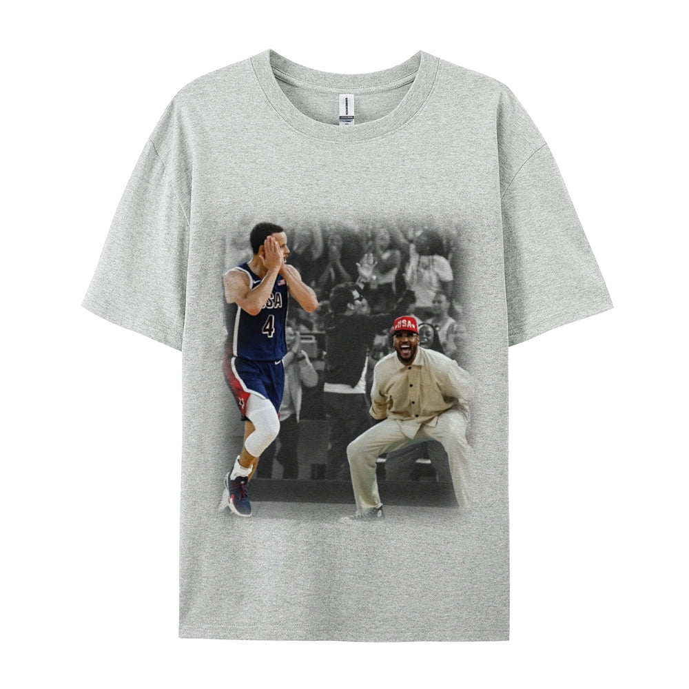 Unisex-Adult Ultra Cotton Washed T-Shirt Graphic USA BASKETBALL 2024 USA TEE