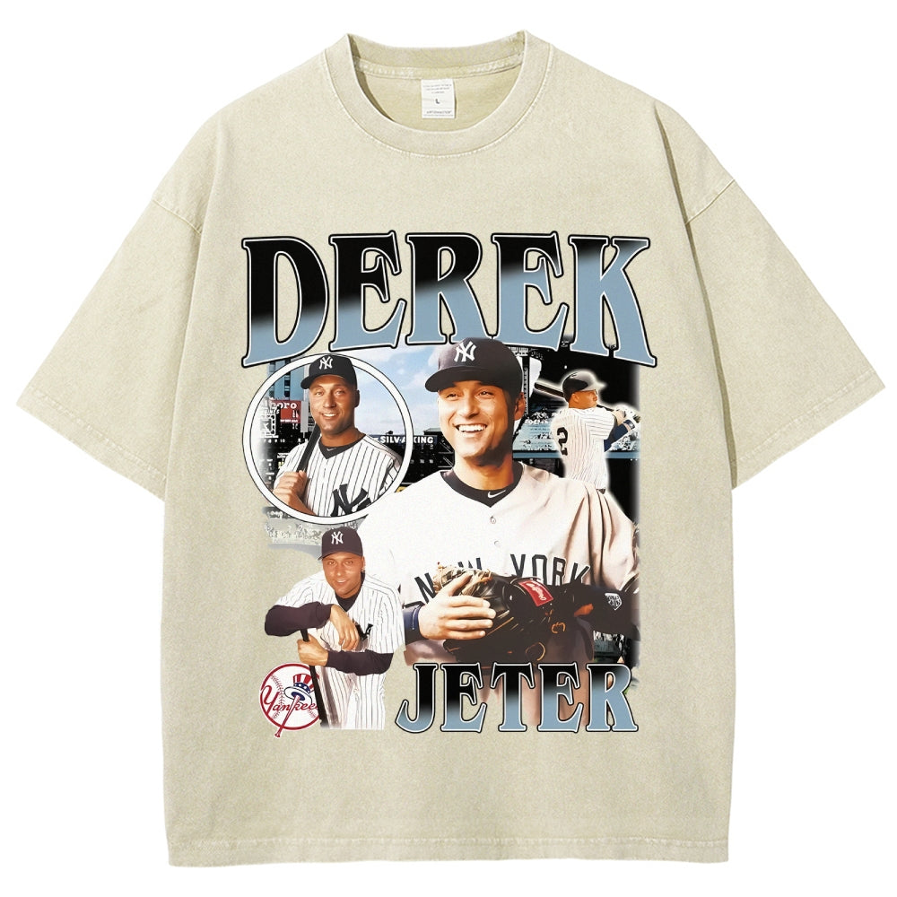 Unisex-Adult Ultra Cotton Washed T-Shirt Graphic DEREK JETER TEE