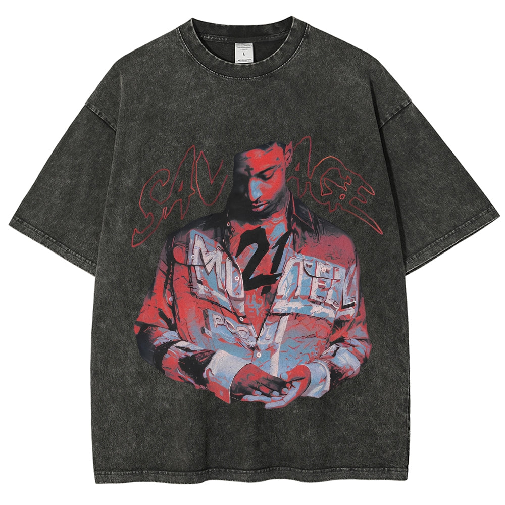 Unisex-Adult Ultra Cotton Washed T-Shirt Graphic 21 SAVAGE SLAUGHTER TAPE TEE