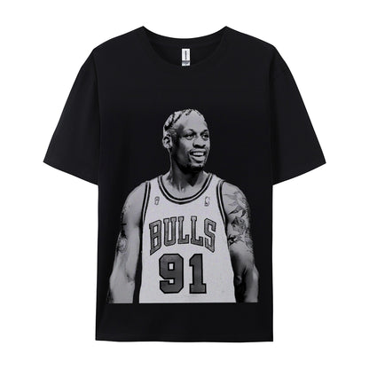 Unisex-Adult Ultra Cotton Washed T-Shirt Graphic DENNIS RODMAN WHITE TEE