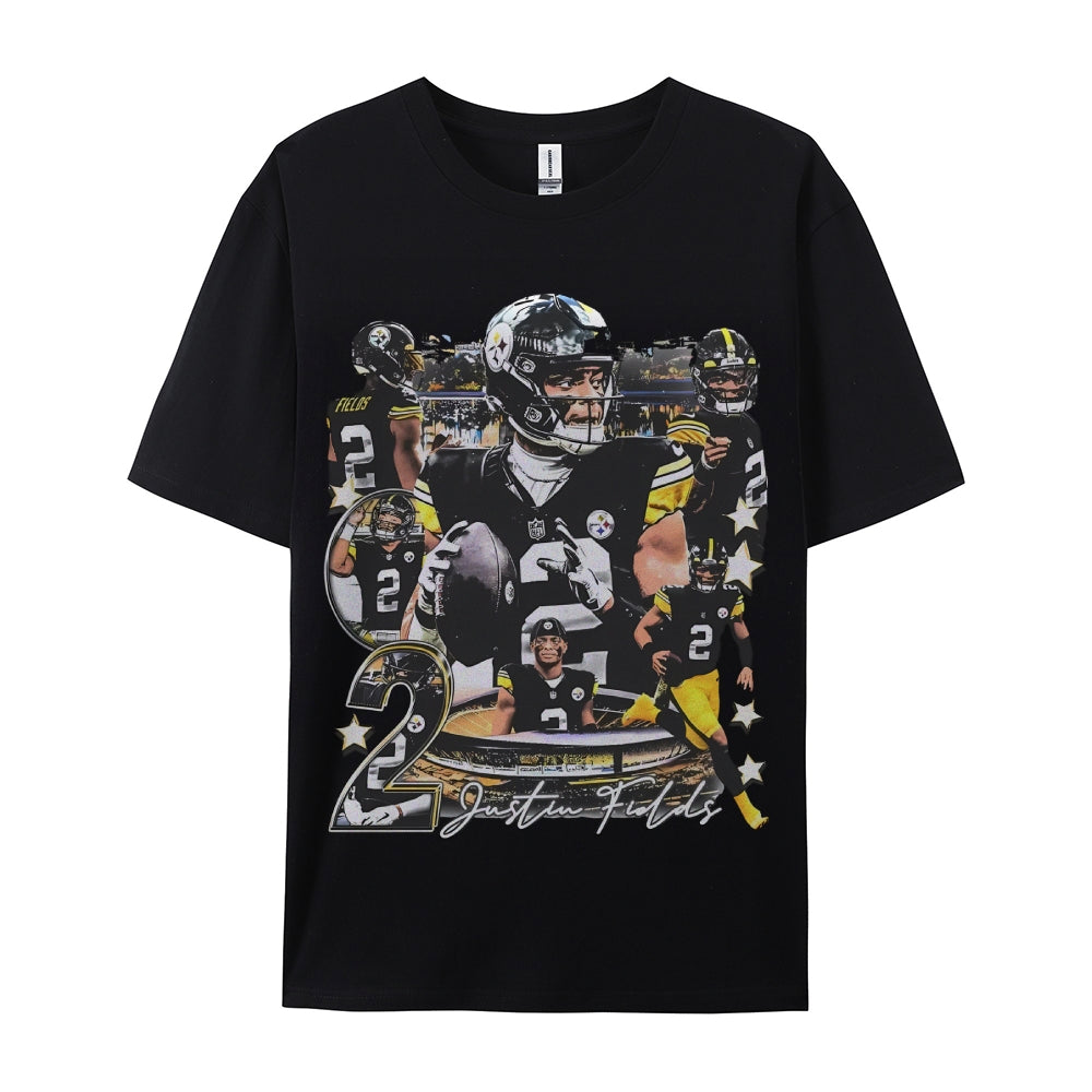 Unisex-Adult Ultra Cotton Washed T-Shirt Graphic JUSTIN FIELDS - STEELERS TEE