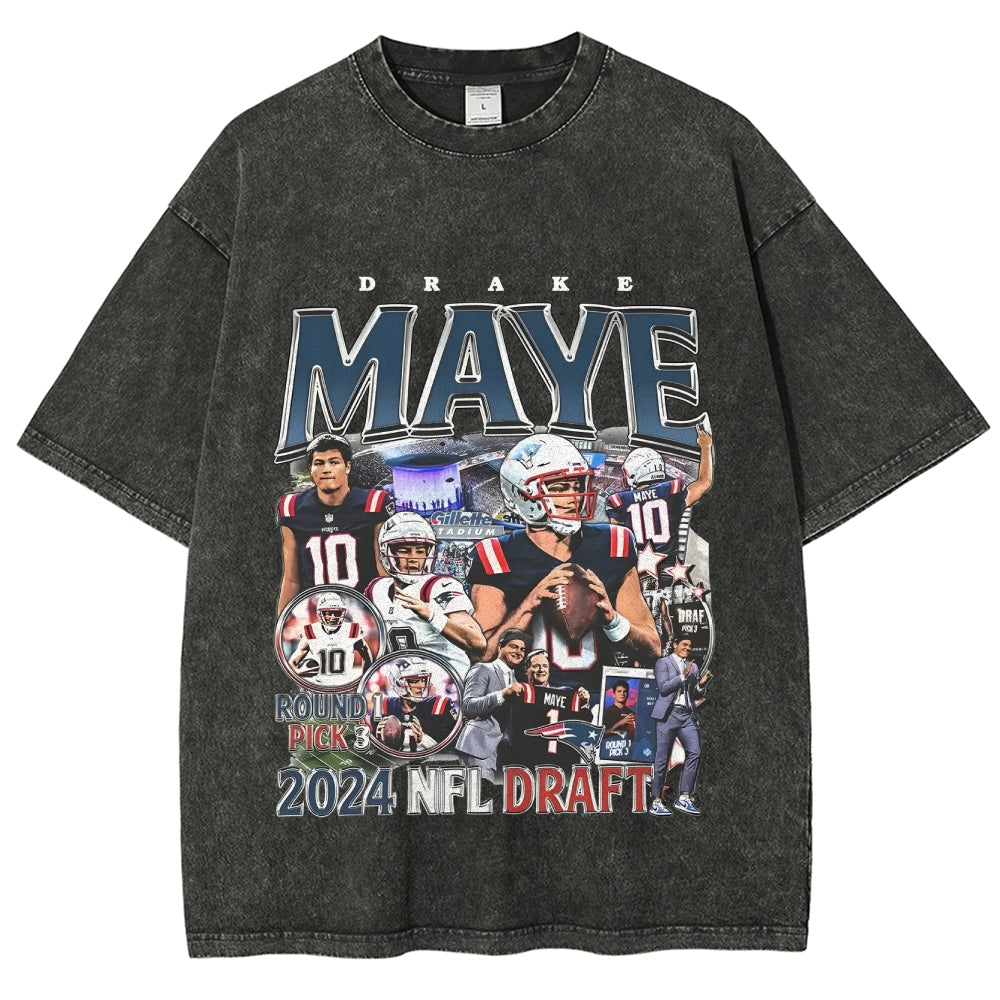 Unisex-Adult Ultra Cotton Washed T-Shirt Graphic DRAKE MAYE - PATRIOTS TEE