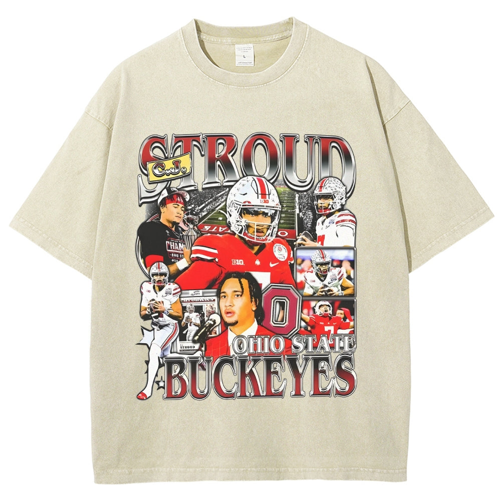 Unisex-Adult Ultra Cotton Washed T-Shirt Graphic CJ STROUD - OSU TEE