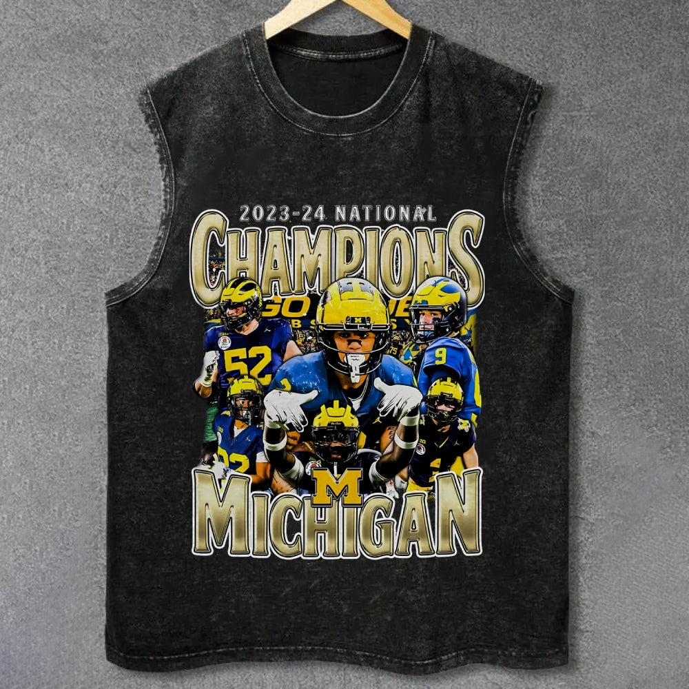 2023-24 NATIONAL CHAMPS - MICHIGAN V2 UNISEX VINTAGE WASHED TANK