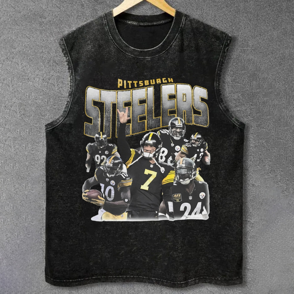 STEELERS  UNISEX VINTAGE WASHED TANK