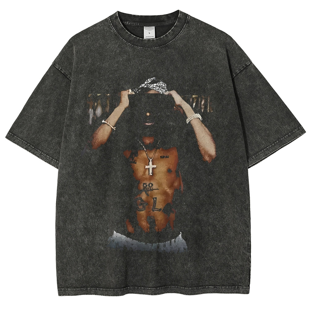 Unisex-Adult Ultra Cotton Washed T-Shirt Graphic  TUPAC SHAKUR TEE