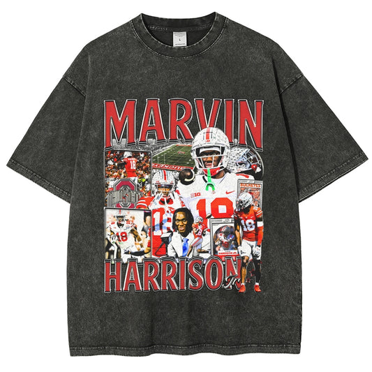 Unisex-Adult Ultra Cotton Washed T-Shirt Graphic MARVIN HARRISON JR TEE