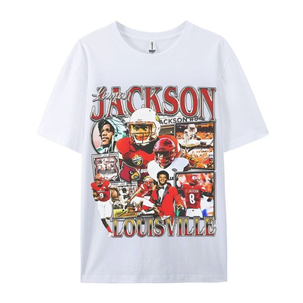 Unisex-Adult Ultra Cotton Washed T-Shirt Graphic  LAMAR JACKSON - LOUISVILLE TEE