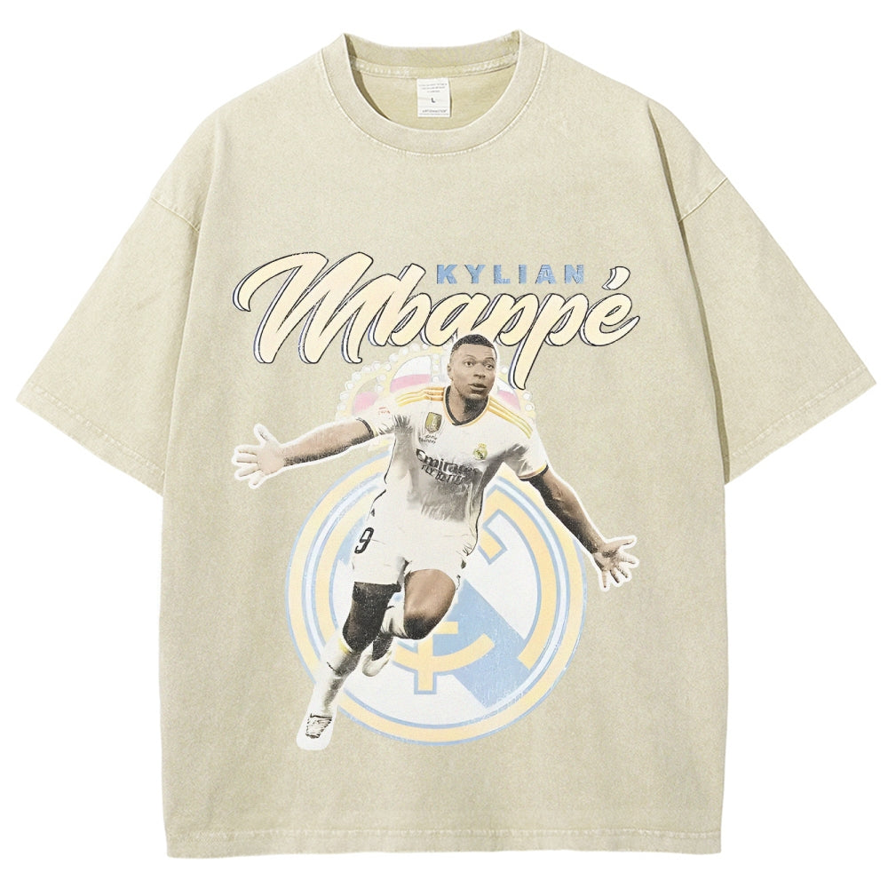 Unisex-Adult Ultra Cotton Washed T-Shirt Graphic  MBAPPE - REAL MADRID TEE