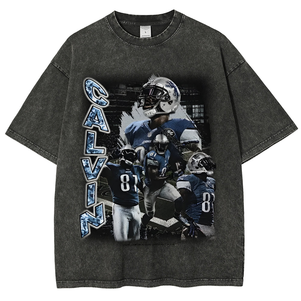 Unisex-Adult Ultra Cotton Washed T-Shirt Graphic CALVIN JOHNSON TEE