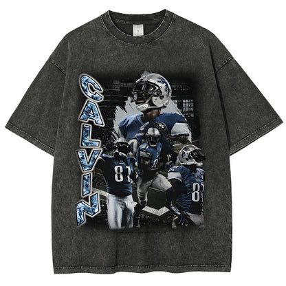 Unisex-Adult Ultra Cotton Washed T-Shirt Graphic CALVIN JOHNSON TEE