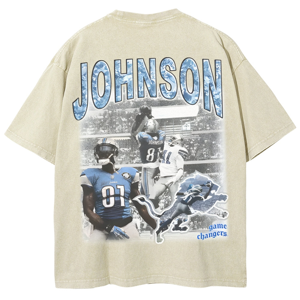 Unisex-Adult Ultra Cotton Washed T-Shirt Graphic CALVIN JOHNSON TEE