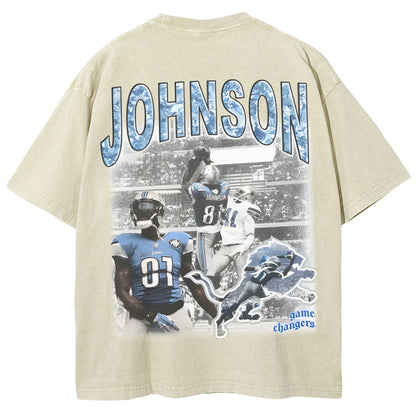 Unisex-Adult Ultra Cotton Washed T-Shirt Graphic CALVIN JOHNSON TEE