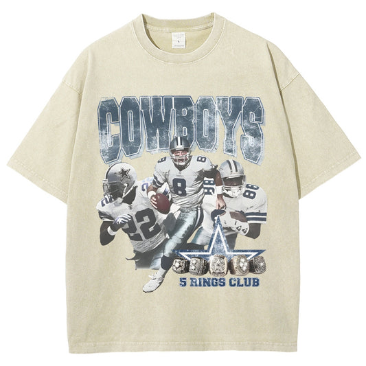 Unisex-Adult Ultra Cotton Washed T-Shirt Graphic COWBOYS TEE