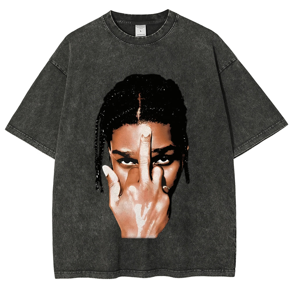 Unisex-Adult Ultra Cotton Washed T-Shirt Graphic ASAP ROCKY VINTAGE TEE