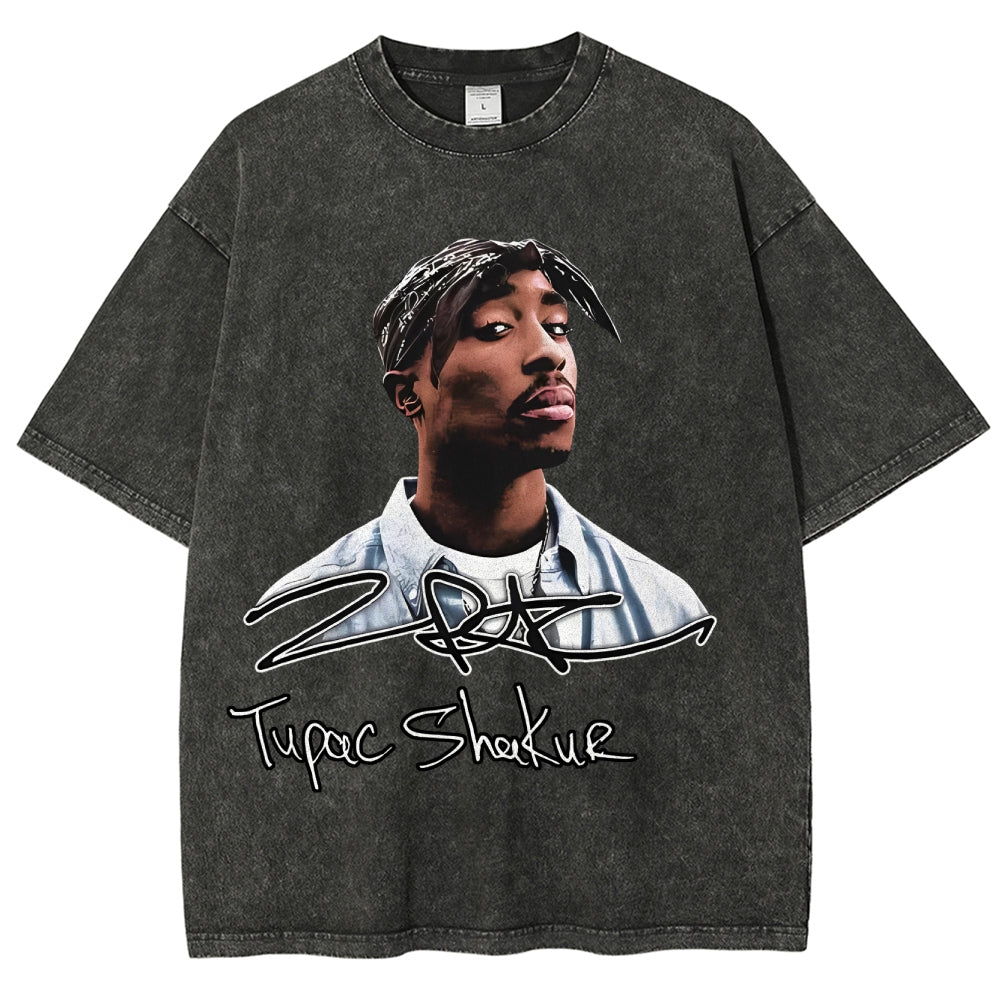 Unisex-Adult Ultra Cotton Washed T-Shirt Graphic  2 PAC TEE