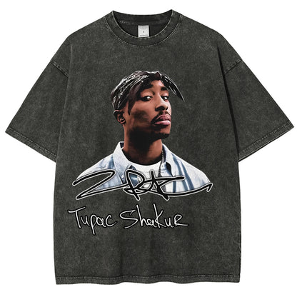 Unisex-Adult Ultra Cotton Washed T-Shirt Graphic  2 PAC TEE