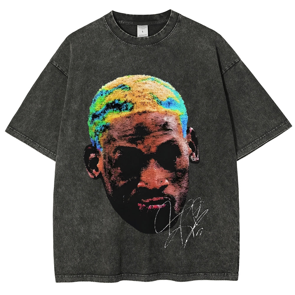 Unisex-Adult Ultra Cotton Washed T-Shirt Graphic DENNIS RODMAN TEE