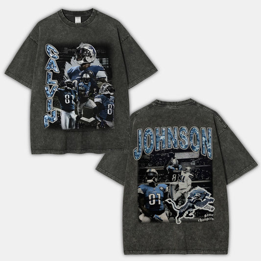 Unisex-Adult Ultra Cotton Washed T-Shirt Graphic CALVIN JOHNSON TEE