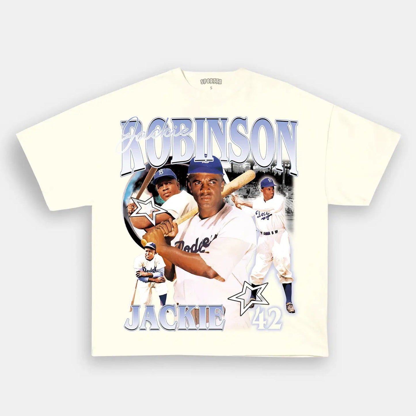 Unisex-Adult Ultra Cotton Washed T-Shirt Graphic  JACKIE ROBINSON TEE